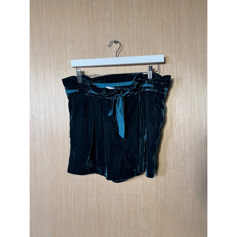 Parker $218 Everglade Teal Green Velvet Paperbag Waist Shorts NWT Womens 8